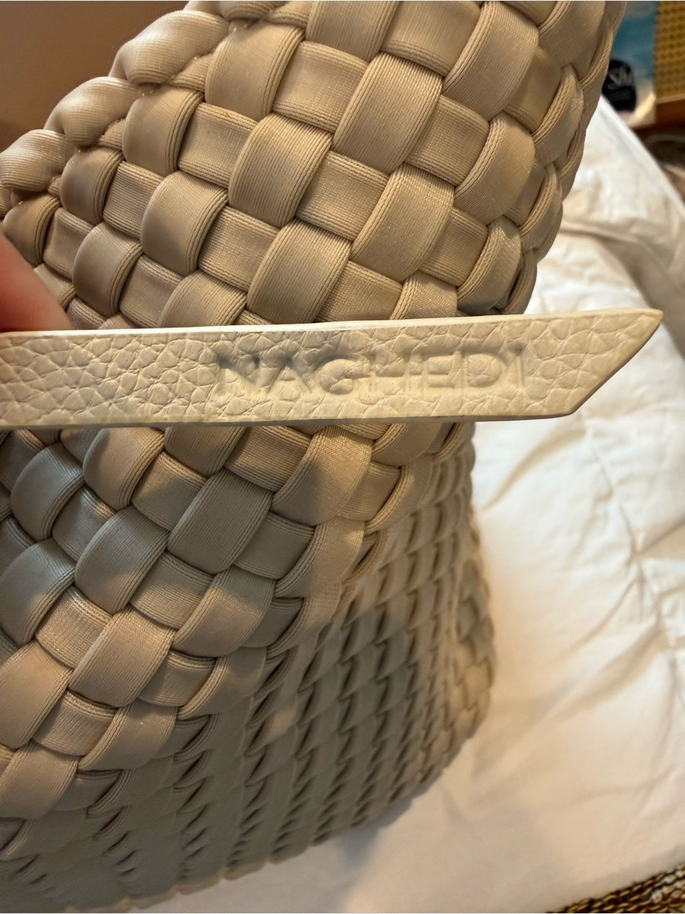 Naghedi Ecru Woven Tote Bag - Jetsetter Small Tote - Picture 5 of 15